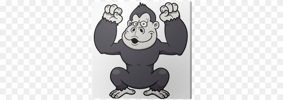 Vector Illustration Of Gorilla Cartoon Canvas Print Gorila Animado, Animal, Ape, Mammal, Wildlife Png