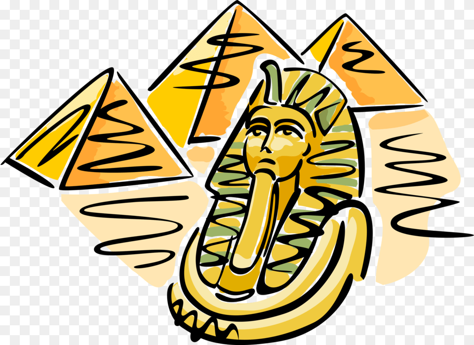 Vector Illustration Of Great Pyramids At Giza With, Person, Face, Head, Gold Free Transparent Png