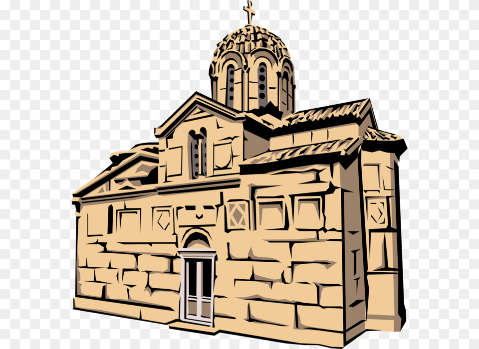 Vector Illustration Of Greek Christian Orthodox Church Greek Church, Architecture, Building, Cathedral, Monastery Png
