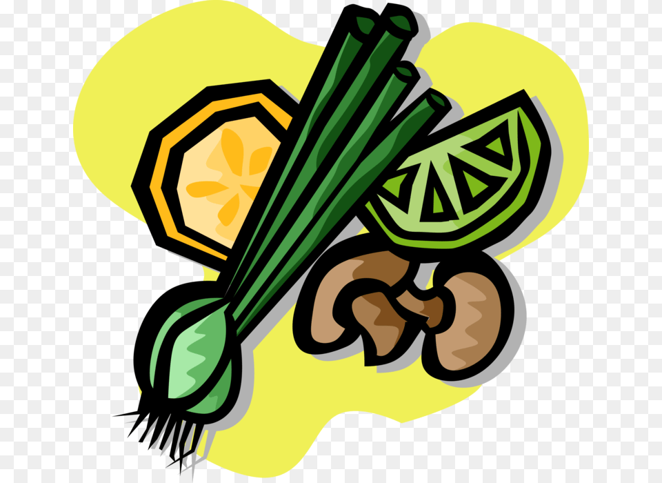 Vector Illustration Of Green Onion Vegetables With, Food, Produce, Leek, Plant Free Png Download
