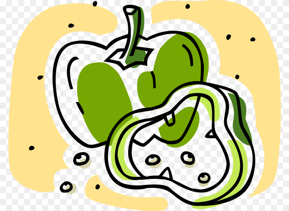Vector Illustration Of Green Pepper Capsicum Bell Pepper, Vegetable, Bell Pepper, Food, Produce Free Transparent Png