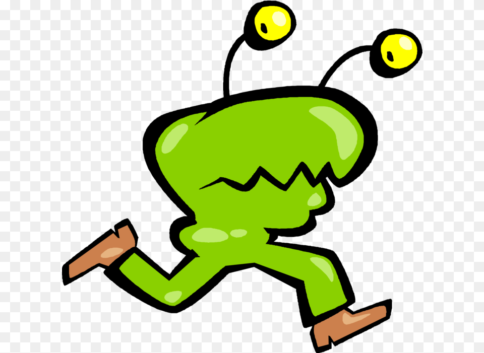 Vector Illustration Of Green Space Alien Head Alien Running, Baby, Person, Face, Animal Free Png Download