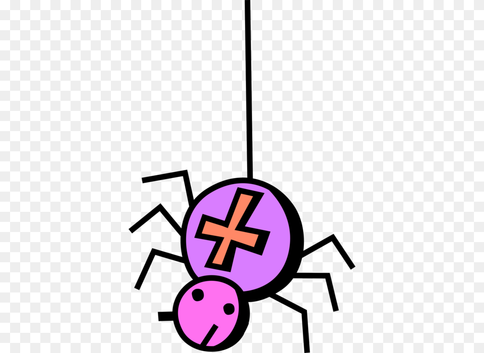 Vector Illustration Of Halloween Arachnid Spider With Clip Art, Purple, Cross, Symbol, First Aid Free Transparent Png