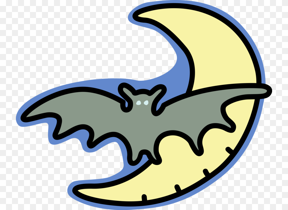 Vector Illustration Of Halloween Bat Flying In Moonlight, Logo, Animal, Reptile, Snake Free Png