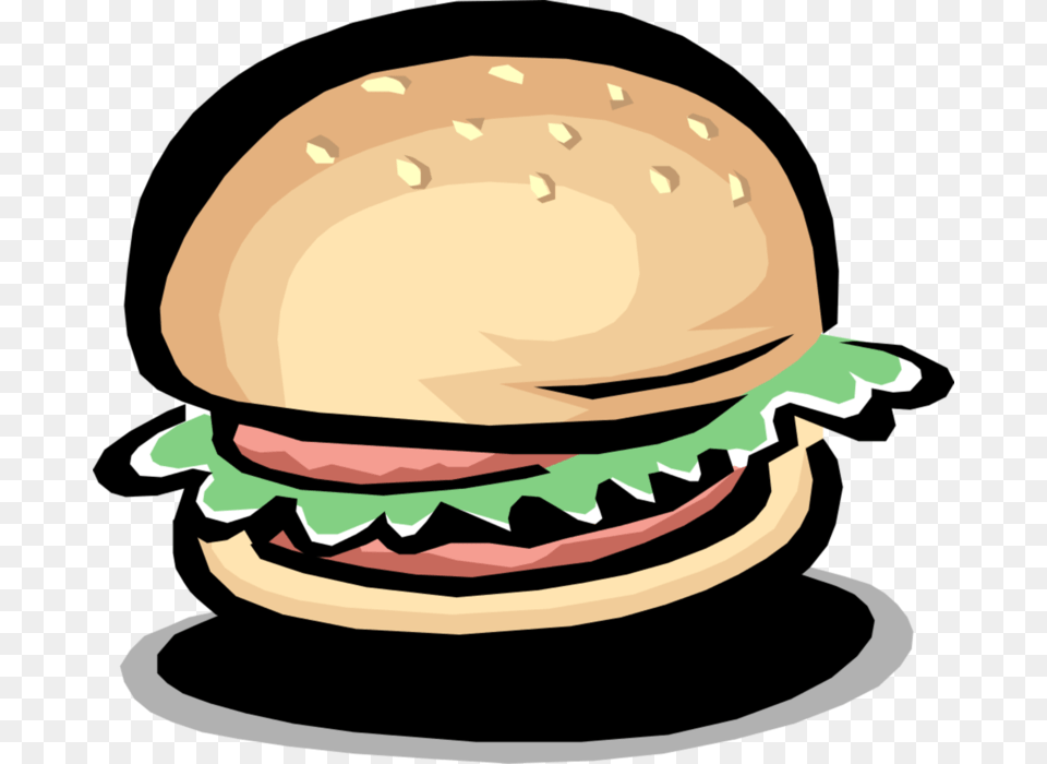 Vector Illustration Of Hamburger Fast Food Meal Cartoon Burger, Clothing, Hardhat, Helmet Png