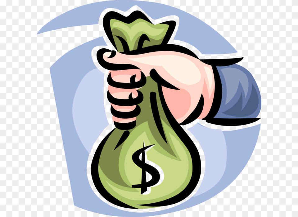 Vector Illustration Of Hand Holds Bag Of Cash Money Hand Holding Money Bag, Baby, Person Png Image