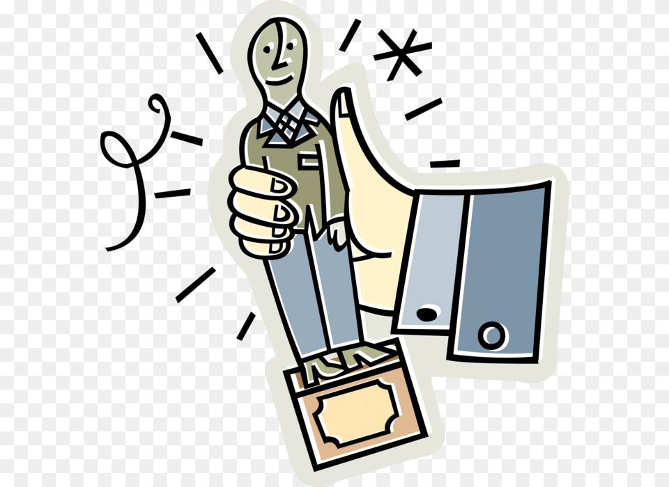 Vector Illustration Of Hand Holds Business Award Trophy, Face, Head, Person Free Png