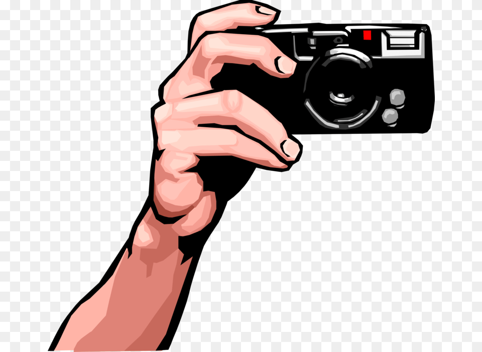 Vector Illustration Of Hand Holds Digital Photography Hand Holding A Camera, Body Part, Finger, Person, Electronics Free Png