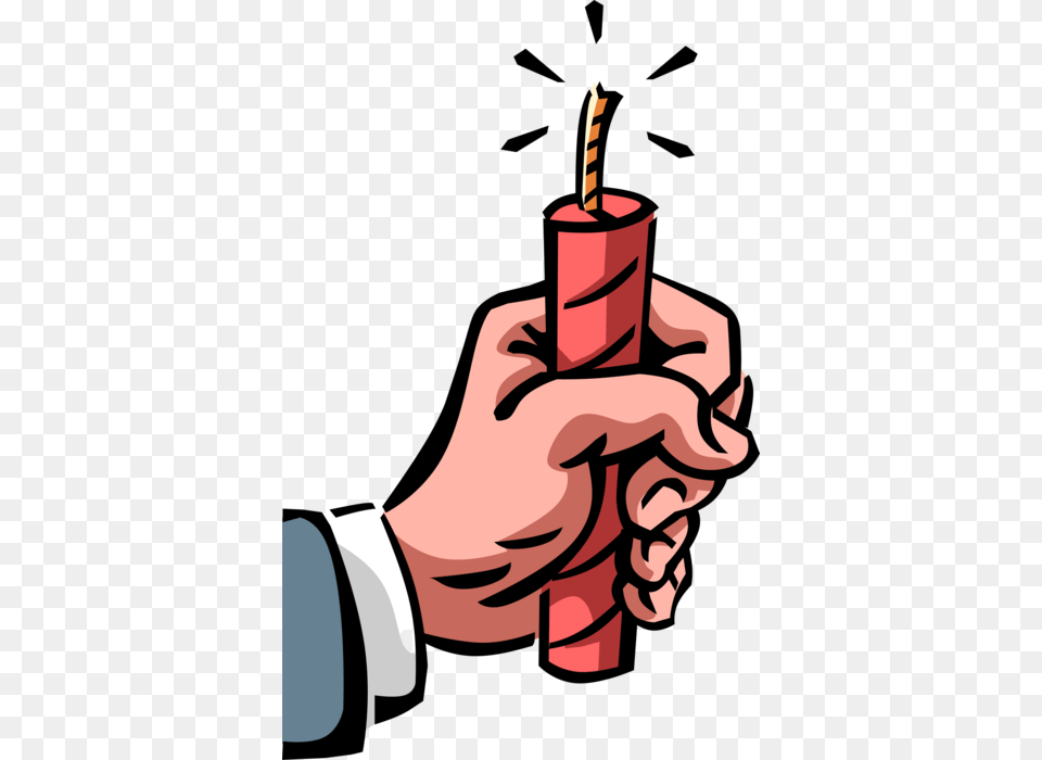 Vector Illustration Of Hand Holds Dynamite With Lit, Weapon, Person Png