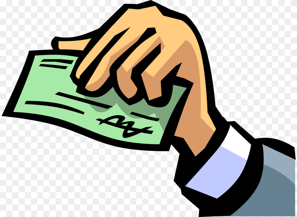 Vector Illustration Of Hand Holds Signed Check Or Cheque, Body Part, Person, Dynamite, Weapon Free Transparent Png