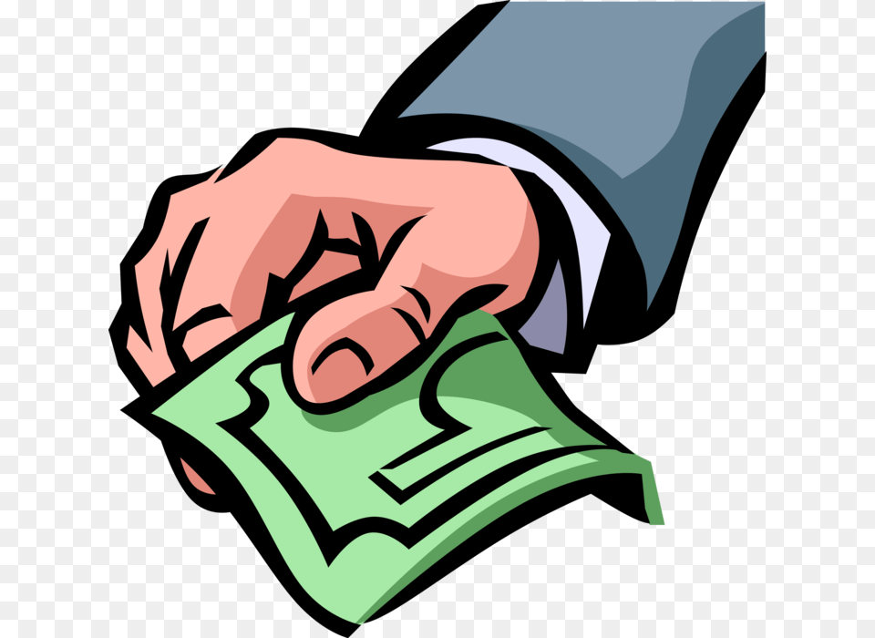 Vector Illustration Of Hand Offers Payment Cash Dollar Paying Cash Clipart, Body Part, Person, Adult, Male Free Transparent Png