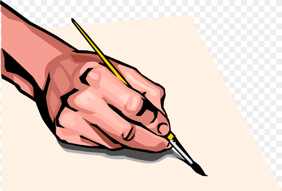 Vector Illustration Of Hand Painting With Artist S Hand Holding A Paintbrush, Body Part, Person, Pencil Free Transparent Png