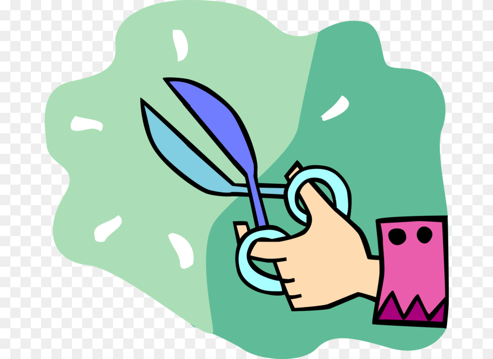 Vector Illustration Of Hand With Scissors Hand Operated Cutting Paper Clipart, Baby, Person Free Png