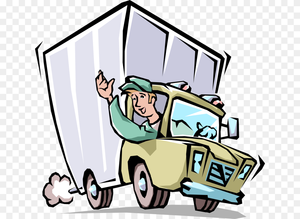 Vector Illustration Of Handymen Moving Company Mover Deliveries Clipart, Moving Van, Vehicle, Van, Transportation Png Image
