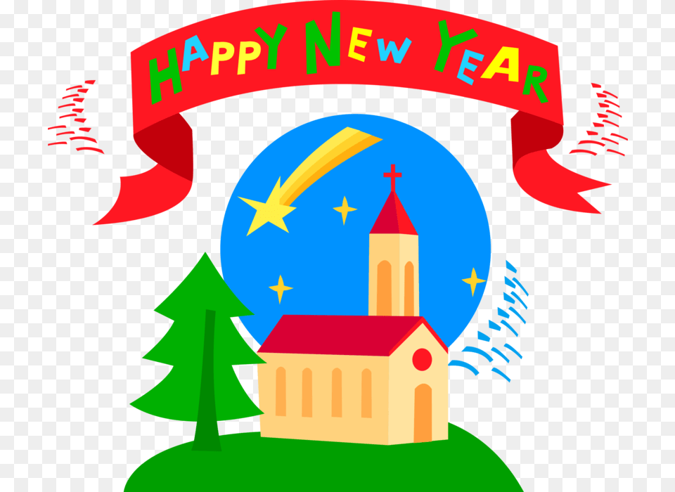 Vector Illustration Of Happy New Year Banner With Christian Happy New Year, Art, Graphics, Baby, Person Free Png