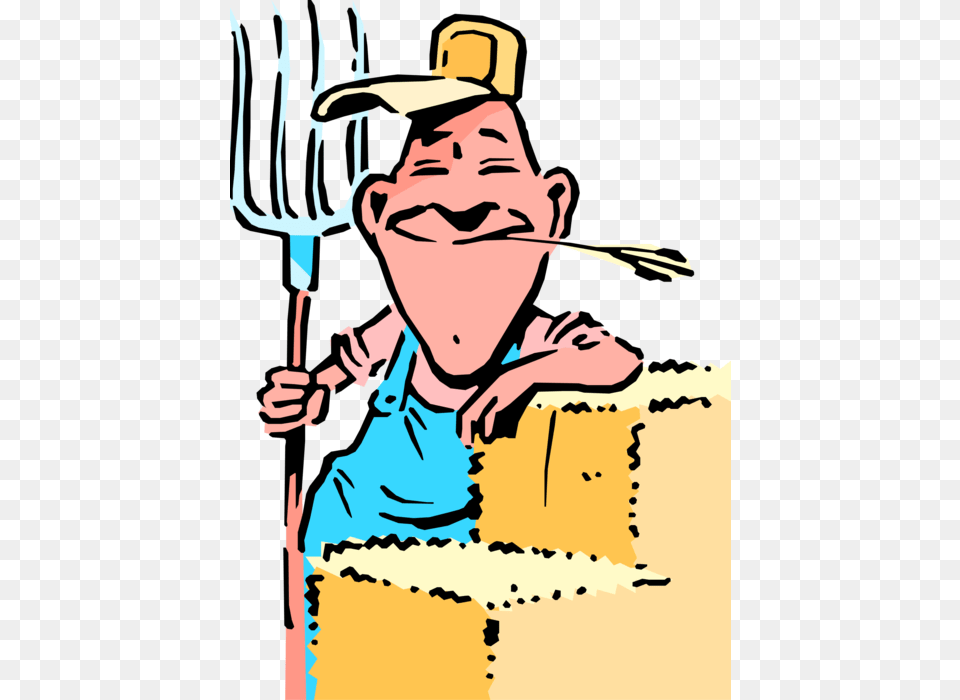 Vector Illustration Of Hayseed Farmer With Alfalfa, Cutlery, Fork, Person, People Free Png Download