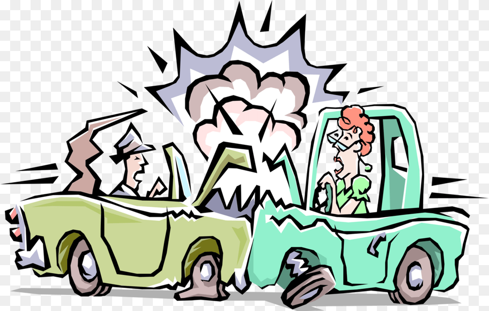Vector Illustration Of Head On Collision Traffic Accident Clipart Crash, Vehicle, Truck, Transportation, Pickup Truck Png