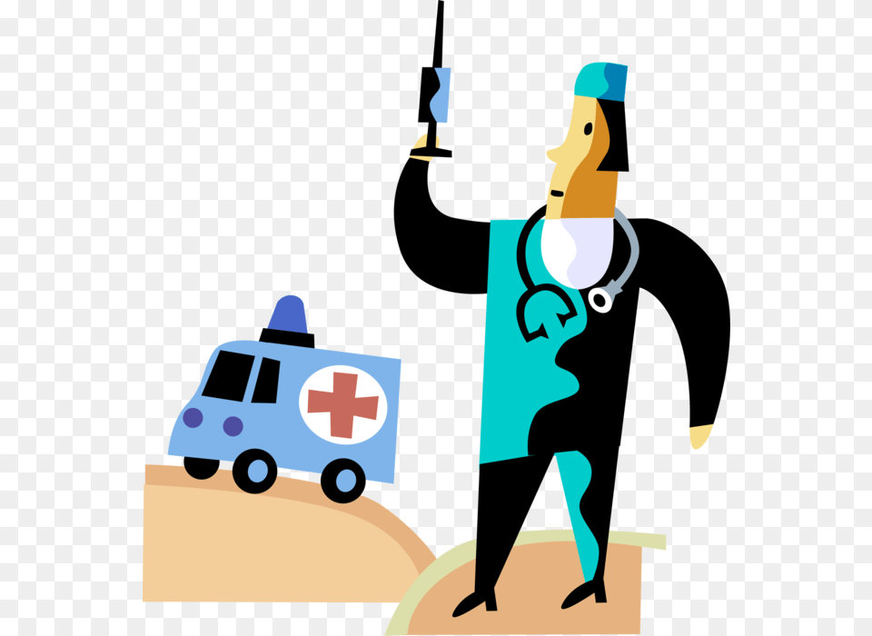 Vector Illustration Of Health Care Professional Doctor, Transportation, Van, Vehicle, Person Free Png