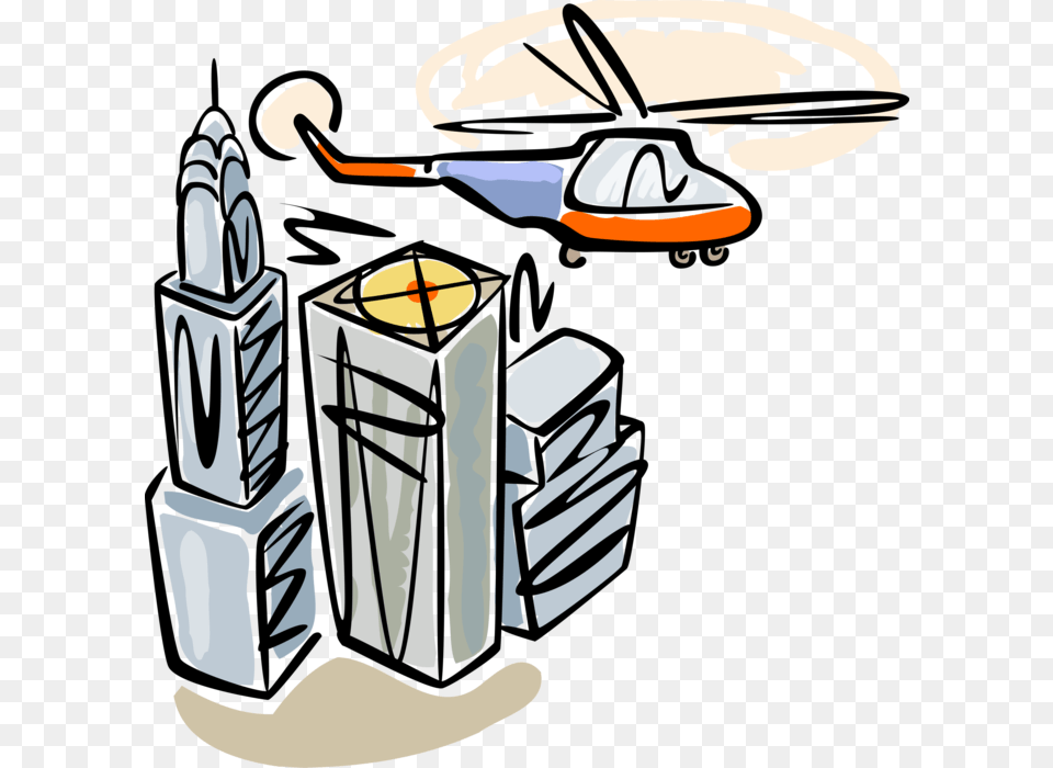 Vector Illustration Of Helicopter Aircraft Flies Over Free Png