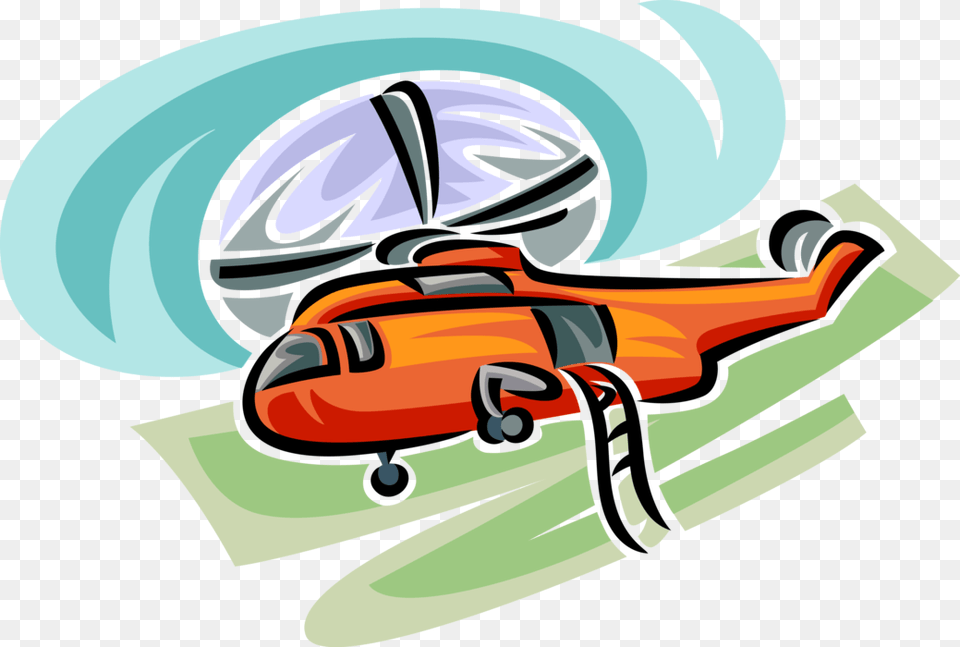 Vector Illustration Of Helicopter Rotorcraft Applies Helicopter Rotor, Grass, Plant, Machine, Wheel Free Png Download
