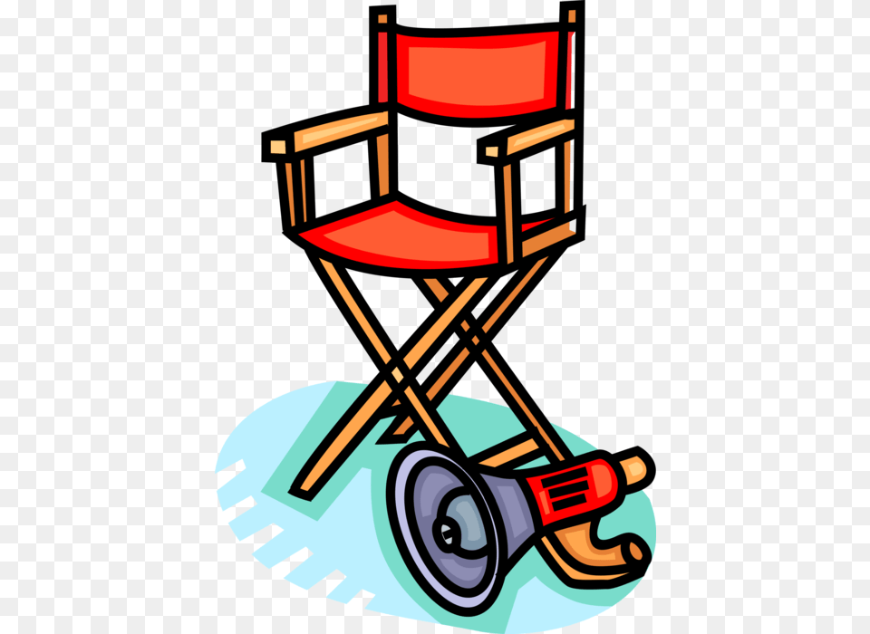 Vector Illustration Of Hollywood Motion Picture Movie Clip Art Director, Chair, Furniture, Wheelchair, Bulldozer Free Png