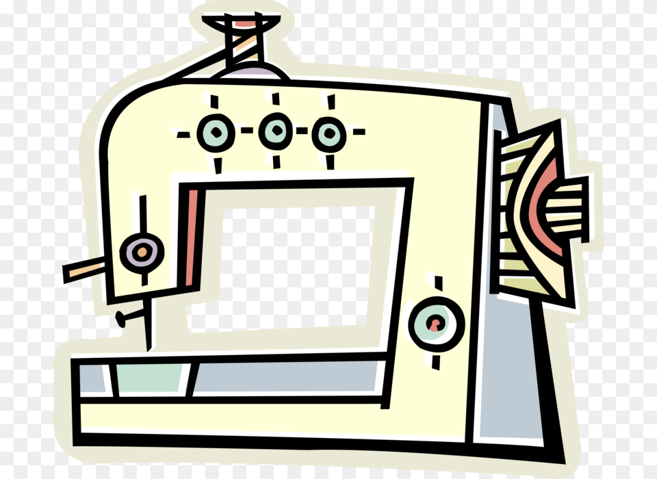 Vector Illustration Of Home Sewing Machine For Stitching, Bulldozer Png Image