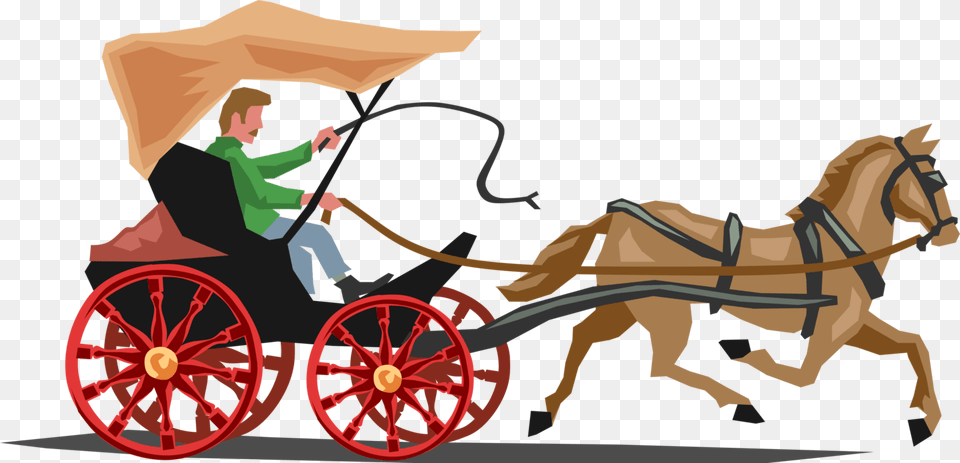 Vector Illustration Of Horse And Buggy Carriage Trotting Horsecart Clipart, Machine, Transportation, Vehicle, Wagon Free Png