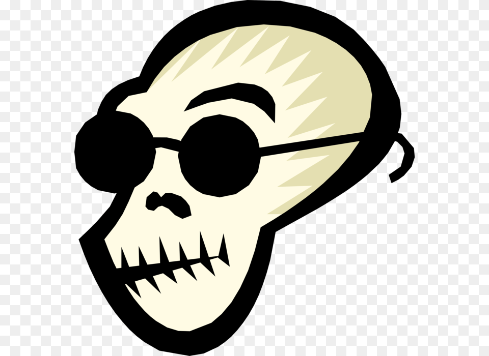Vector Illustration Of Human Skull Face With Sunglasses, Stencil, Person, Pirate Free Transparent Png