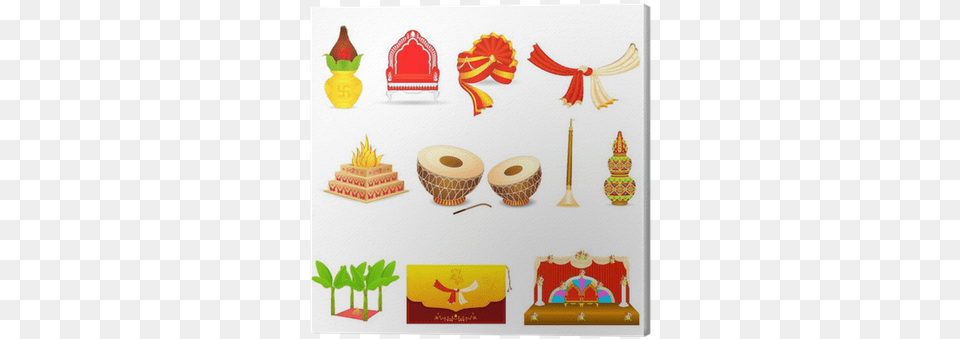 Vector Illustration Of Indian Wedding Object Canvas Indian Wedding Clip Arts, People, Person, Paper, Chair Free Png