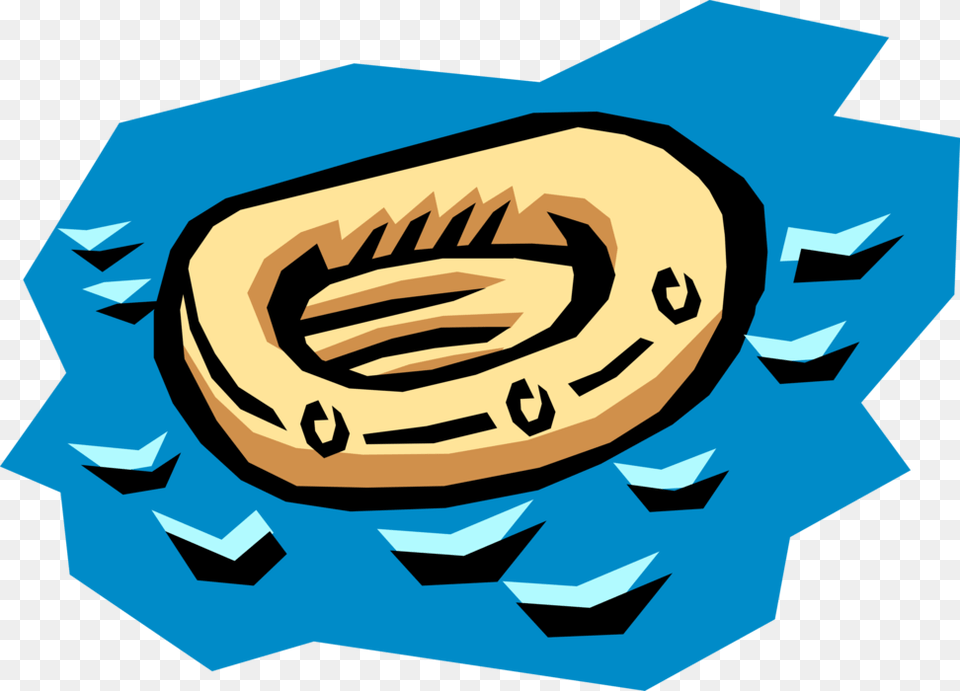 Vector Illustration Of Inflatable Liferaft Flotation Life Raft Clip Art, Person, Tub Free Png