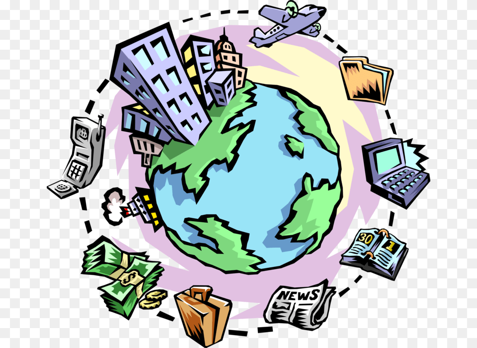 Vector Illustration Of International Airline Travel Role Of Economics In Daily Life, Astronomy, Outer Space, Baby, Person Png Image