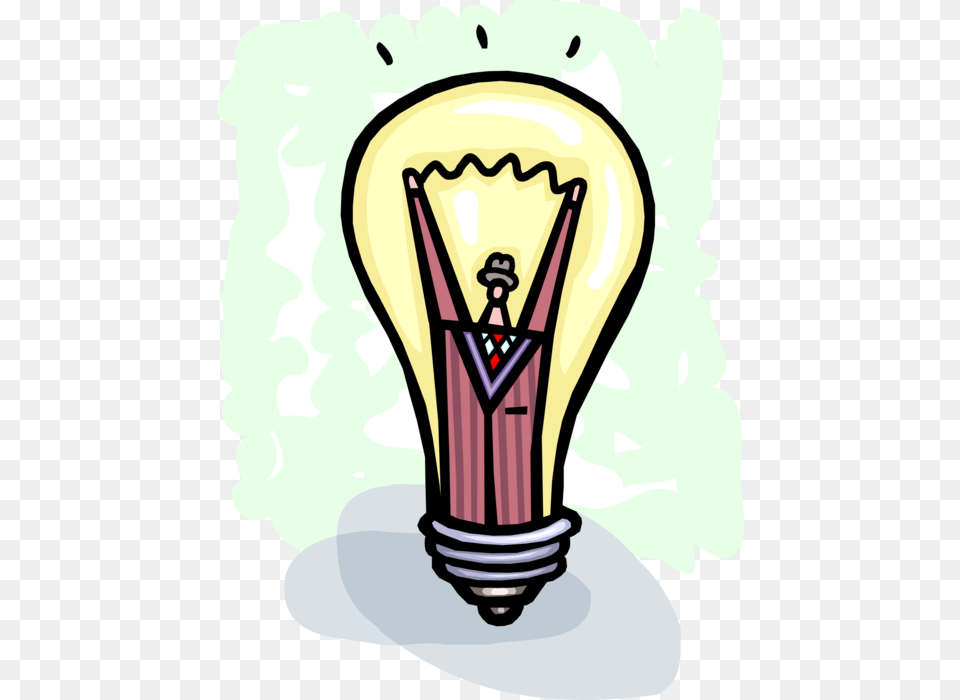 Vector Illustration Of Inventor Businessman With Electric, Light, Lightbulb, Person Free Png Download