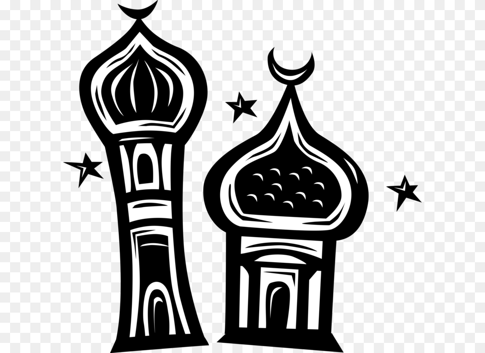 Vector Illustration Of Islamic Mosque Minaret With Ramadan, Light, Stencil, Torch Free Transparent Png