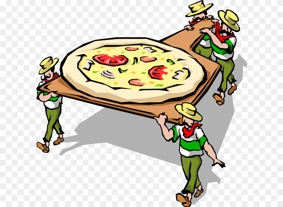 Vector Illustration Of Italian Cuisine Chefs Deliver Napoli Clipart, Food, Pizza, Baby, Person Png