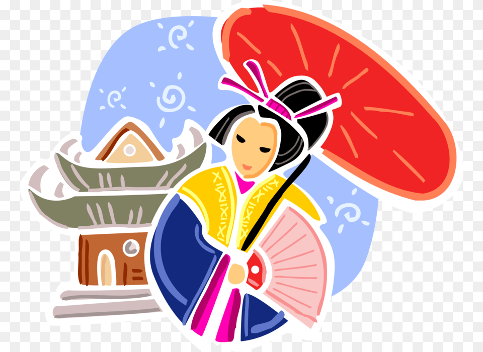 Vector Illustration Of Japan Geisha In Traditional, Face, Head, Person, People Free Transparent Png