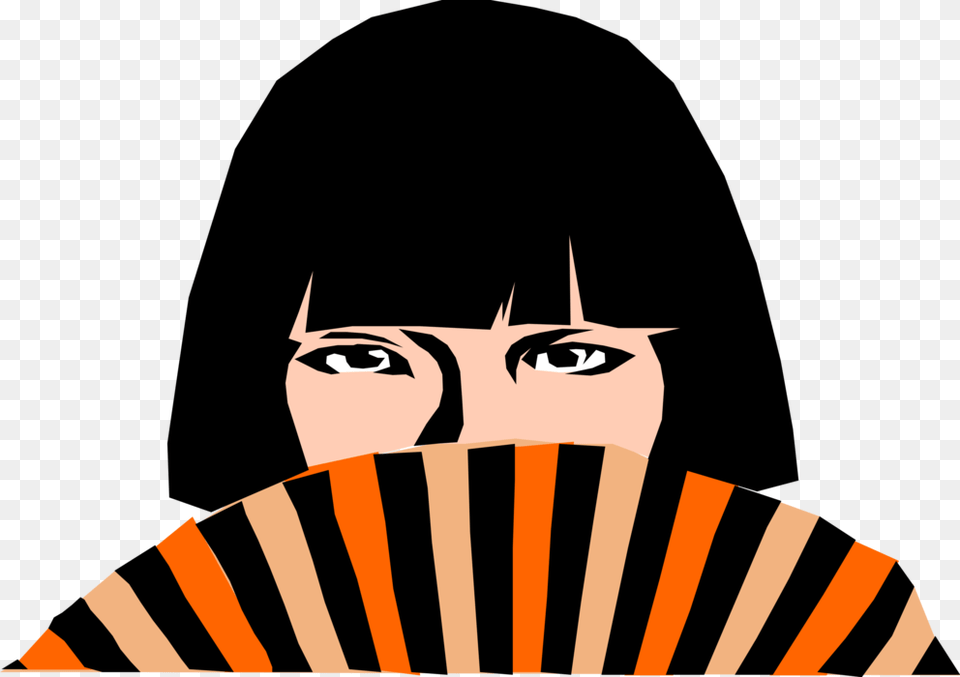 Vector Illustration Of Japanese Fan Girl Illustration, Person, Head, Face, Photography Png Image
