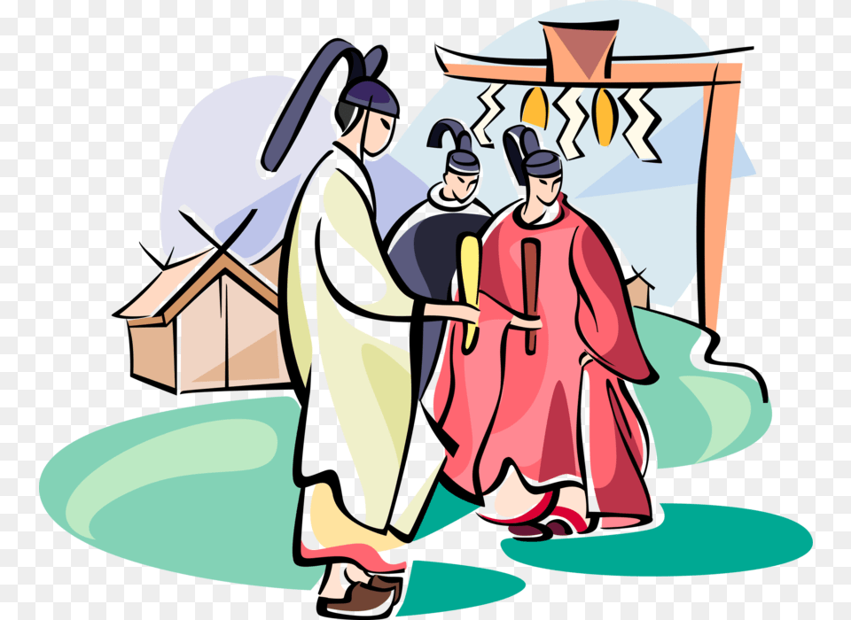 Vector Illustration Of Japanese Shinto Monks Practice Shintosme, People, Person, Fashion, Graduation Free Transparent Png