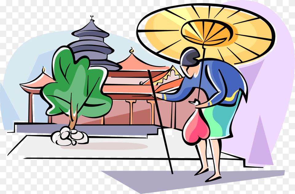 Vector Illustration Of Japanese Woman Walking With Calendar, Person, Cleaning, Outdoors, Face Png Image