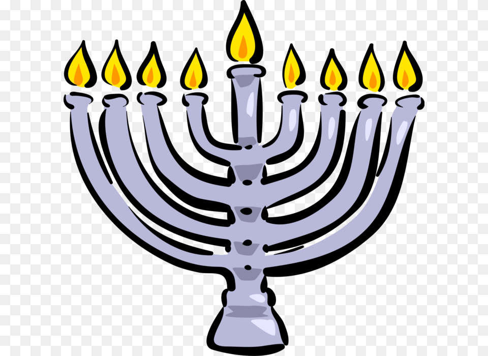 Vector Illustration Of Jewish Chanukah Hanukkah Menorah, Festival, Hanukkah Menorah, Candle Png Image