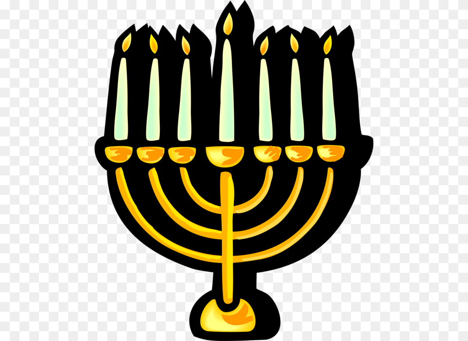 Vector Illustration Of Jewish Chanukah Hanukkah Menorah Jewish Faith, Festival, Hanukkah Menorah, Candle Free Png