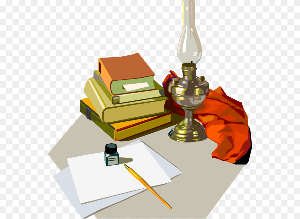 Vector Illustration Of Kerosene Oil Lamp Hurricane Illustration, Book, Publication, Furniture, Table Png Image