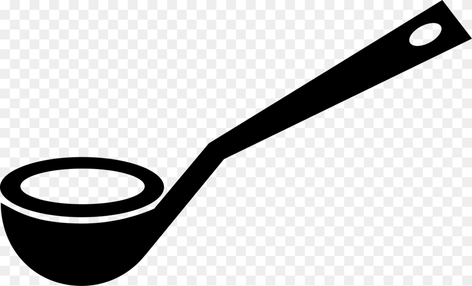 Vector Illustration Of Kitchen Kitchenware Soup Ladle Serving Spoon Clipart Black And White, Gray Png Image