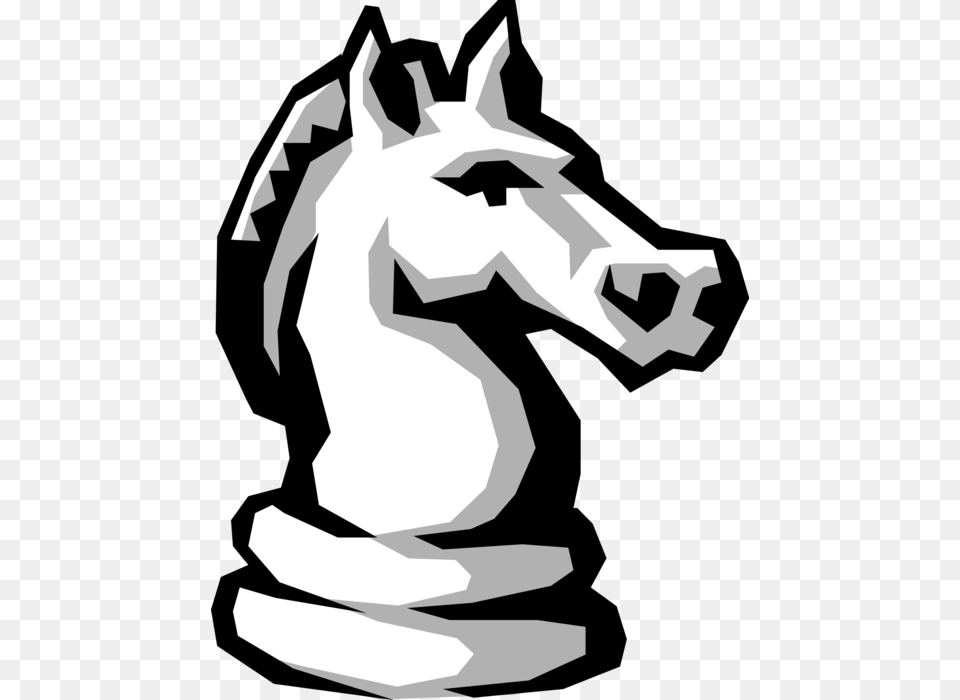 Vector Illustration Of Knight Horse S Head Piece In Chess Horse, Stencil, Baby, Person, Animal Free Png Download