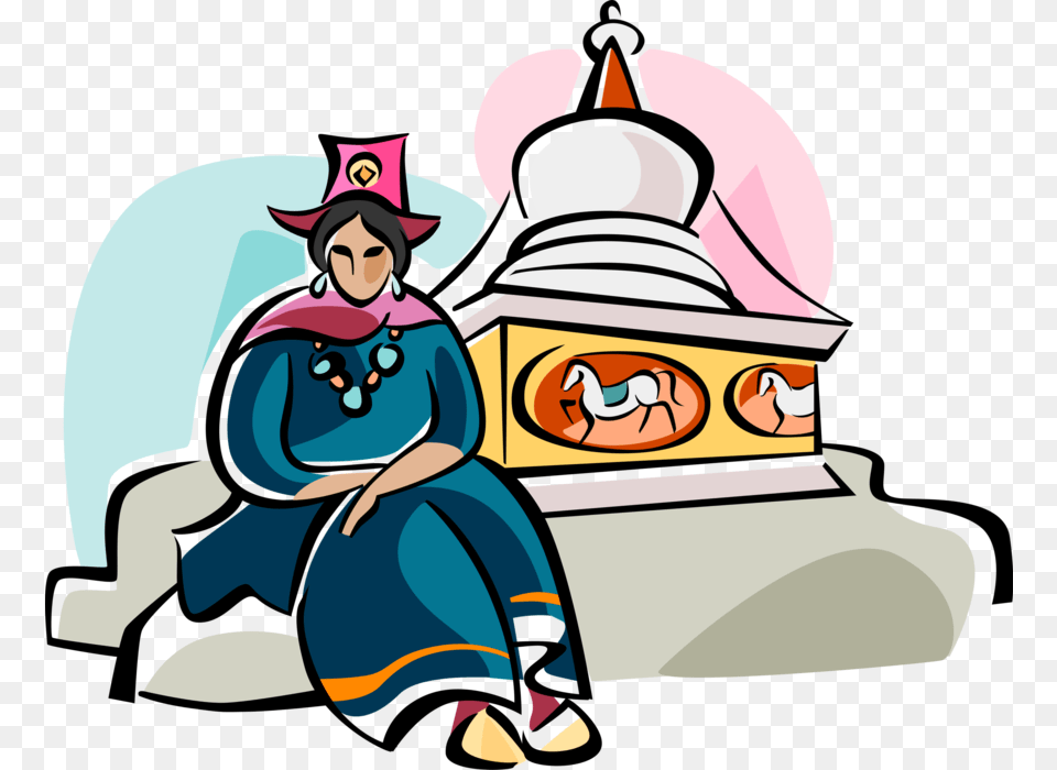 Vector Illustration Of Ladakhi Woman In Traditional, Baby, Person, Face, Head Free Transparent Png
