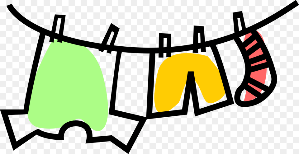 Vector Illustration Of Laundry Clothing Drying On Clothesline Clothesline Vector Line Art Png Image