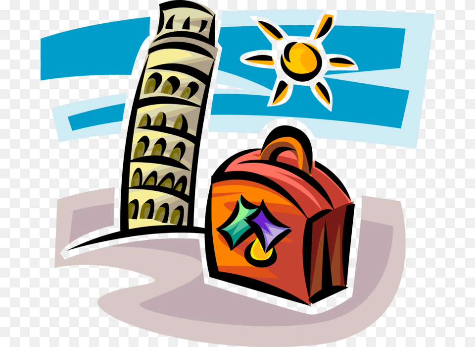 Vector Illustration Of Leaning Tower Of Pisa Campanile, Emblem, Symbol, Bag Free Transparent Png