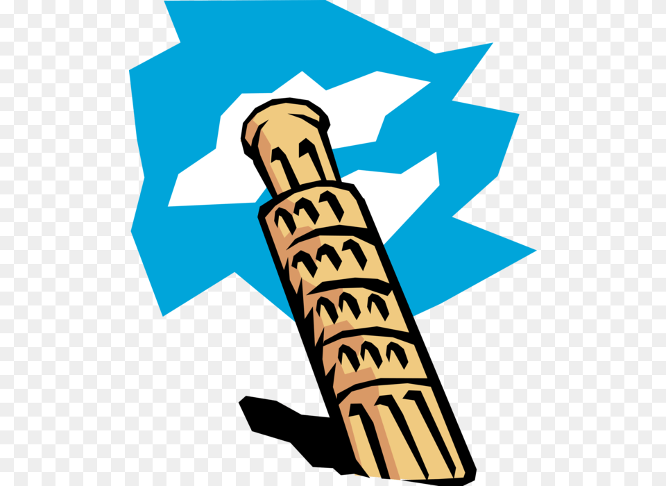 Vector Illustration Of Leaning Tower Of Pisa Campanile Leaning Tower Of Pisa Cartoon, Symbol, Emblem, Person, Man Free Png Download