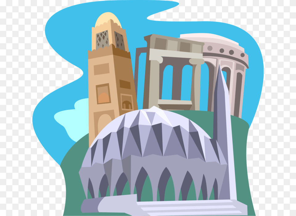 Vector Illustration Of Libya Leptis Magna Morocco Illustration, Architecture, Building, Dome, Pillar Free Png