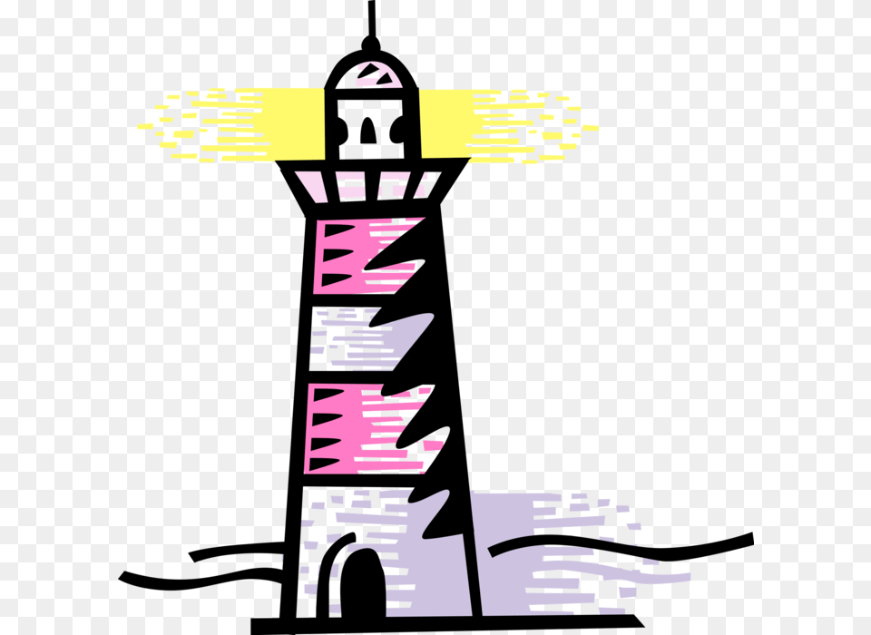 Vector Illustration Of Lighthouse Beacon Emits Light Lighthouse Clipart, Art, Collage, Graphics Png