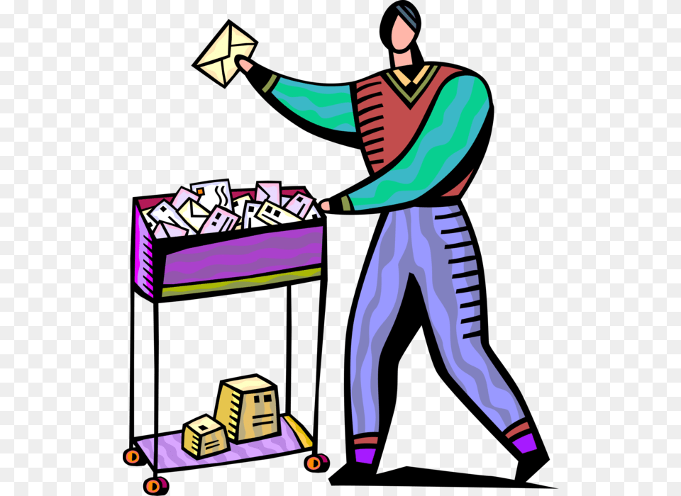 Vector Illustration Of Mailroom Office Worker Delivers Mailroom Clipart, People, Person, Food, Sweets Png
